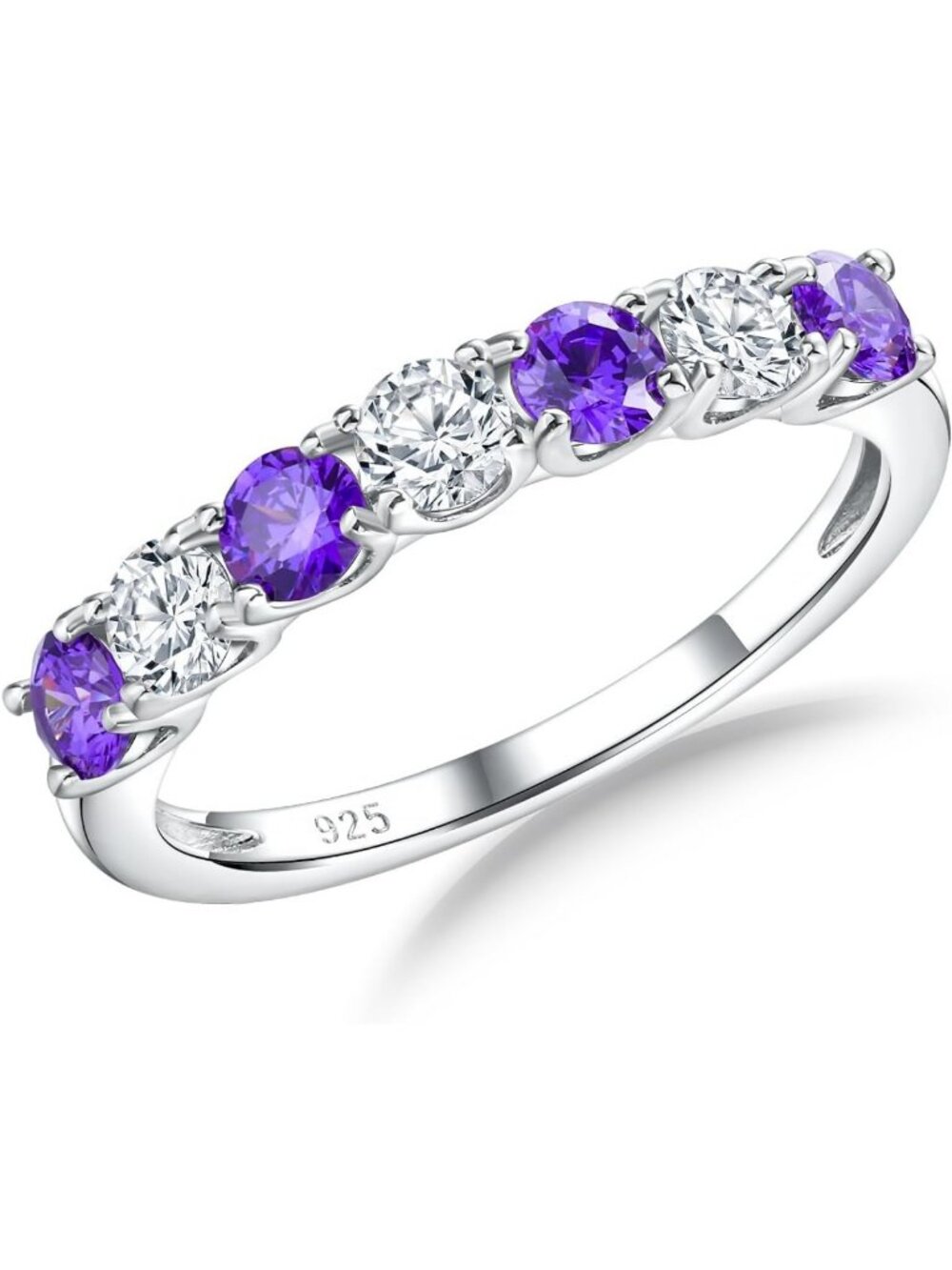 Elegant Sterling Silver Birthstone Half Eternity Rings for Women - Perfect Gift!